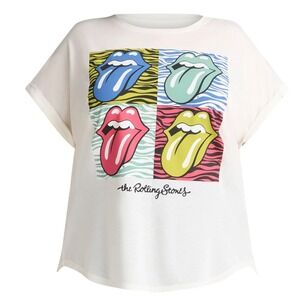 Terra & Sky Rolling Stones Graphic T Shirt Women's Short Sleeve Crew Neck Top